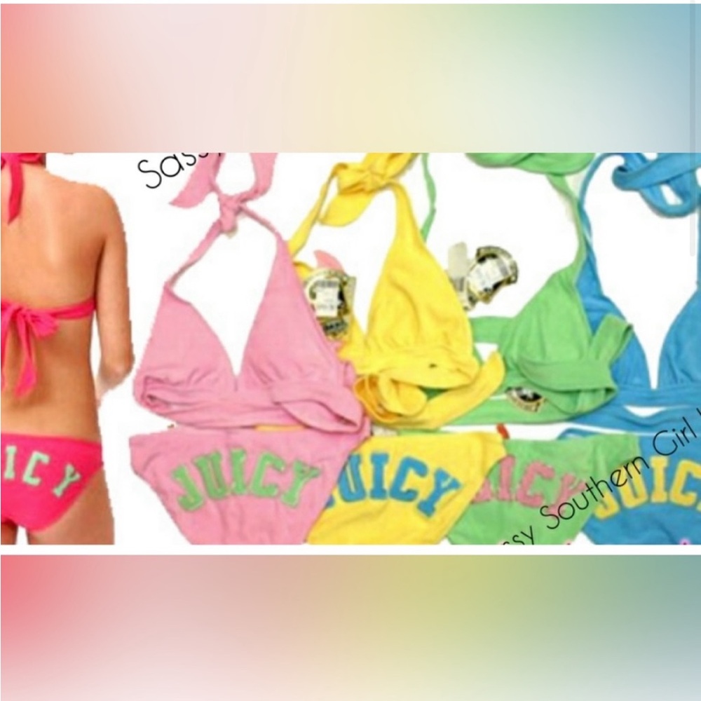 Juicy Couture Terry Cloth NWT Pink & Green JUICY Bottom 🩷💚 - Picture 6 of 7